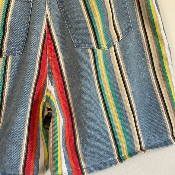 VTG 90s Revival Shorts 10 Bermuda 28” waist ColorBlock Blue Striped Indie 5” - Picture 9 of 15